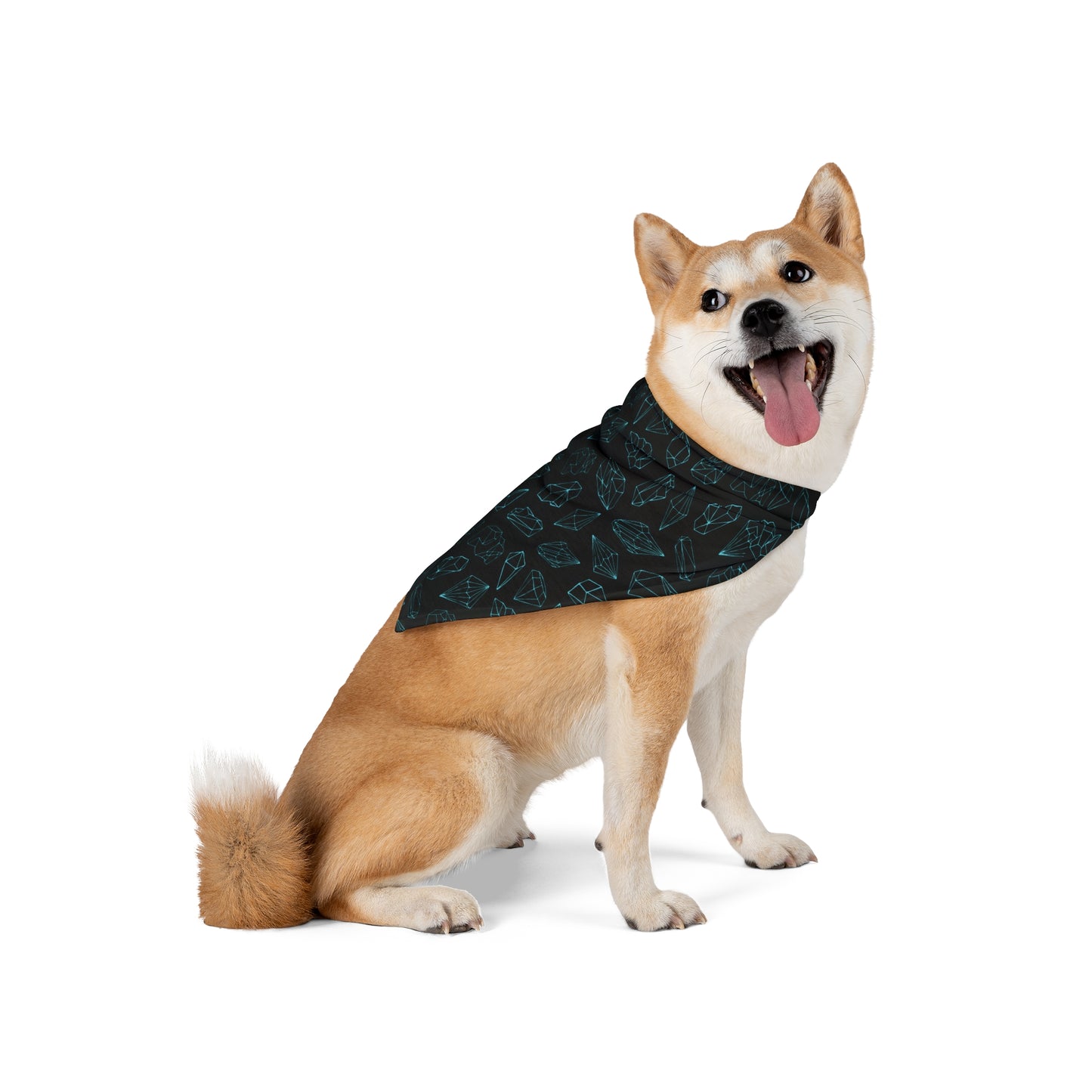 Black with Blue Crystals & Diamonds, Dog Bandana