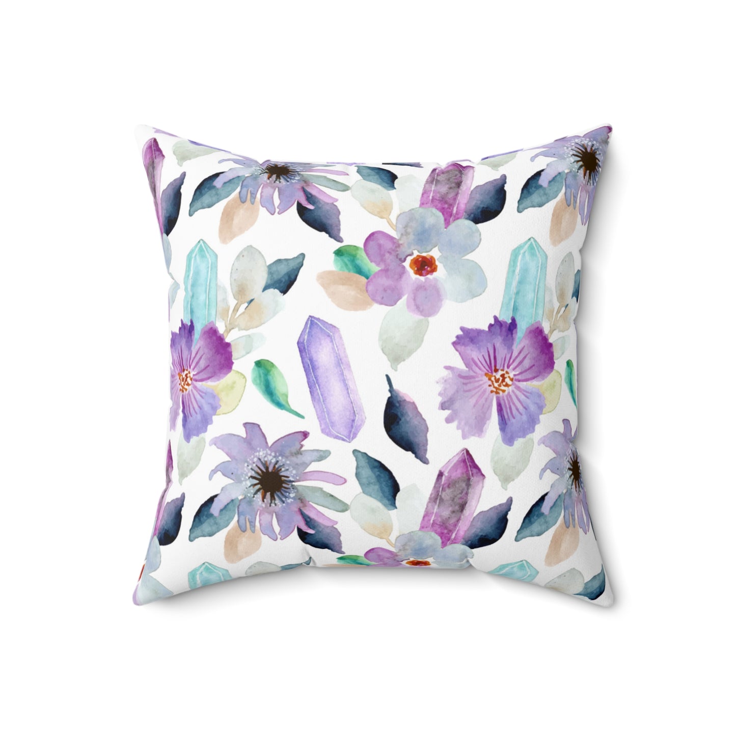 Crystals w/ Flowers, Square Pillow