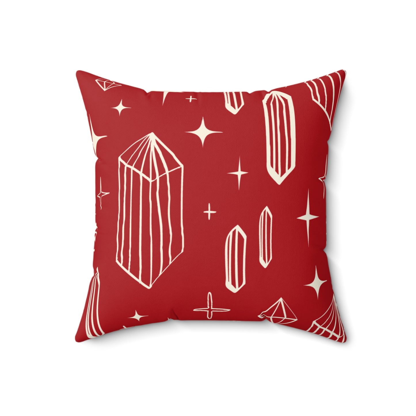 Crystals Swimming in Red, Square Pillow