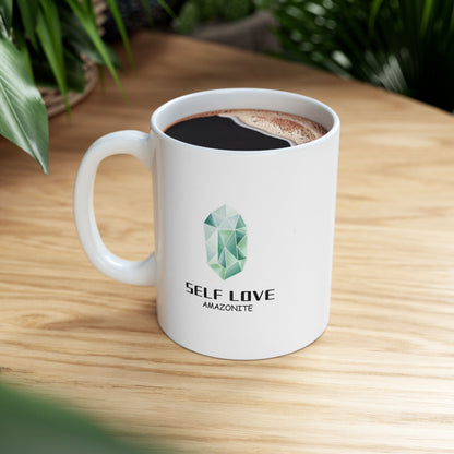 "Self Love, Amazonite" Coffee Cup, 11 oz.