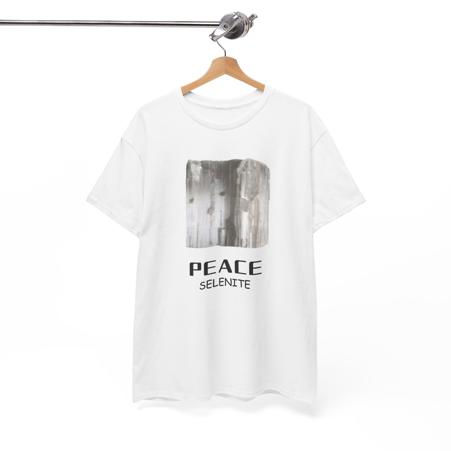 "Peace", w/ Selenite Stone Heavy Cotton Tee