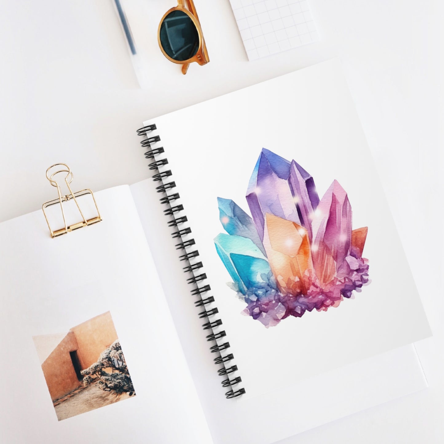 Colorful Crystal Cluster, Spiral Notebook - Ruled Line