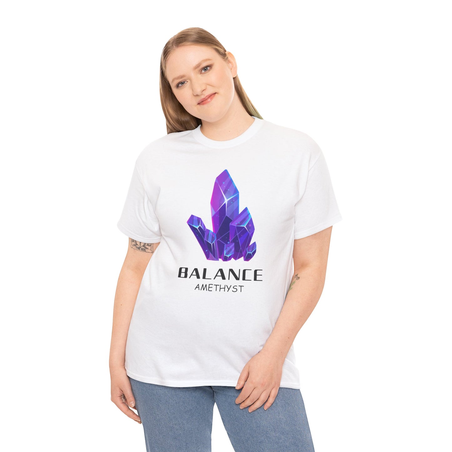 "Balance" w/ Amethyst Stone, Heavy Cotton Tee