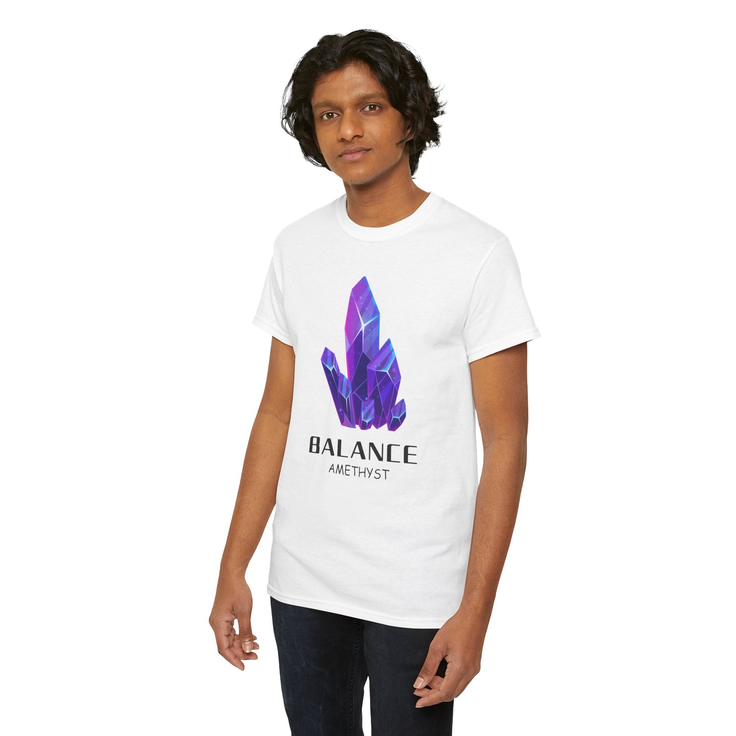 "Balance" w/ Amethyst Stone, Heavy Cotton Tee