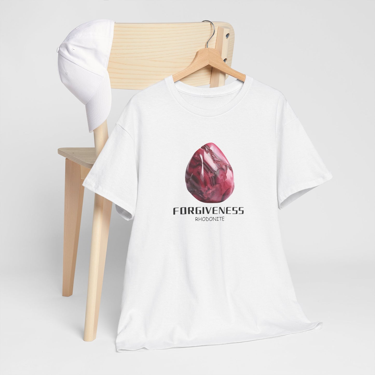 "Forgiveness" w/ Rhodonite Stone, Heavy Cotton Tee