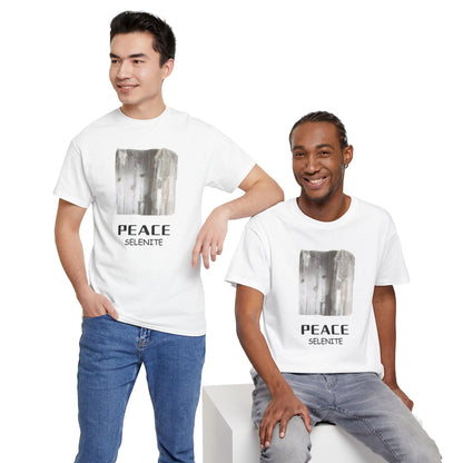 "Peace", w/ Selenite Stone Heavy Cotton Tee