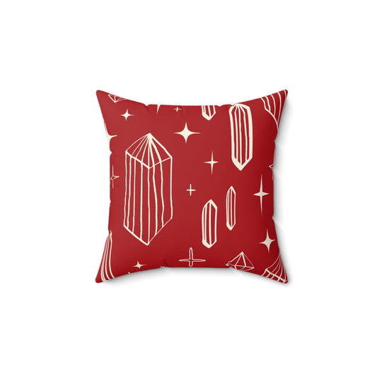 Crystals Swimming in Red, Square Pillow