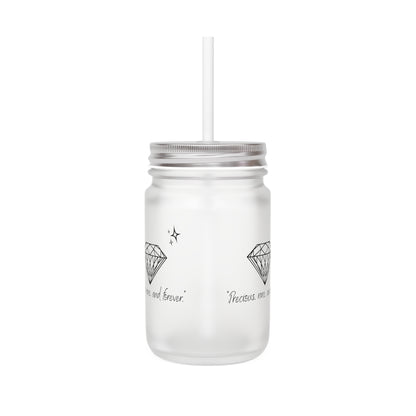 "Precious, Rare, & Forever" Frosted Mason Jar, 12 oz