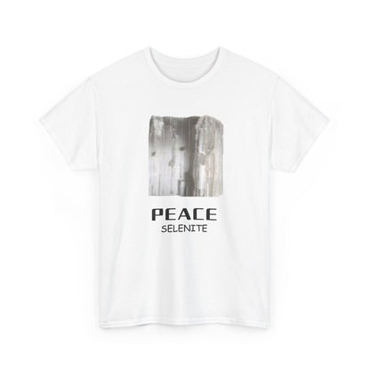 "Peace", w/ Selenite Stone Heavy Cotton Tee