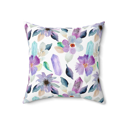 Crystals w/ Flowers, Square Pillow