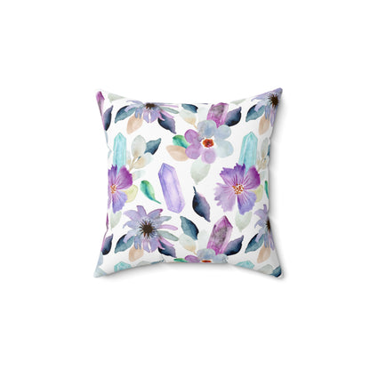 Crystals w/ Flowers, Square Pillow