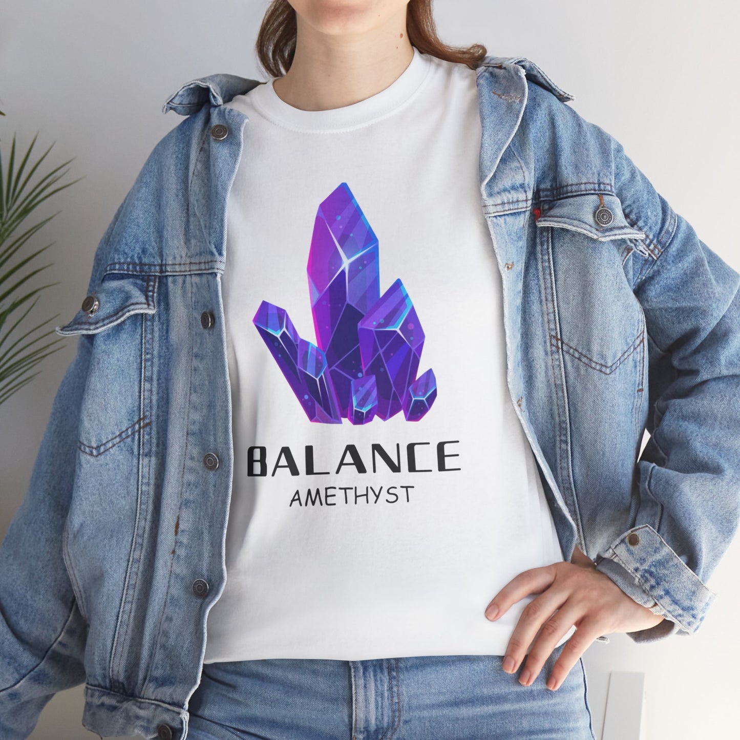 "Balance" w/ Amethyst Stone, Heavy Cotton Tee