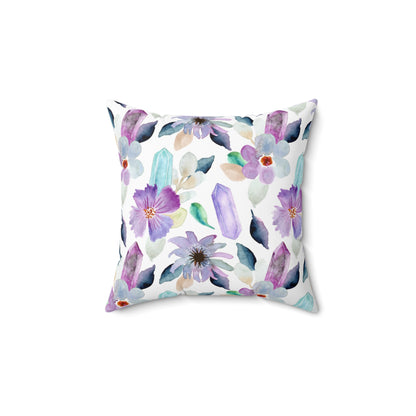 Crystals w/ Flowers, Square Pillow