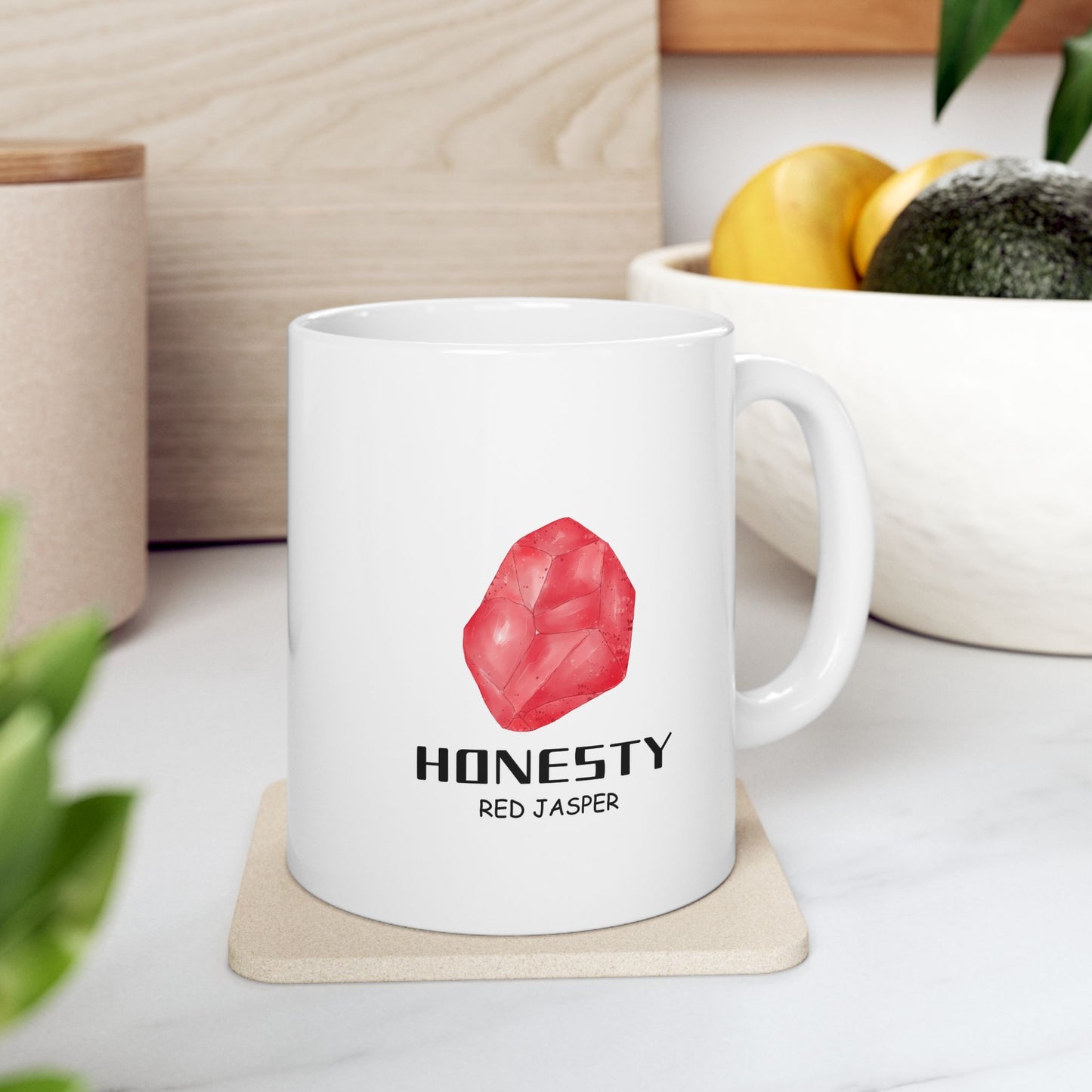 "Honesty, Red Jasper" Coffee Cup, 11 oz.